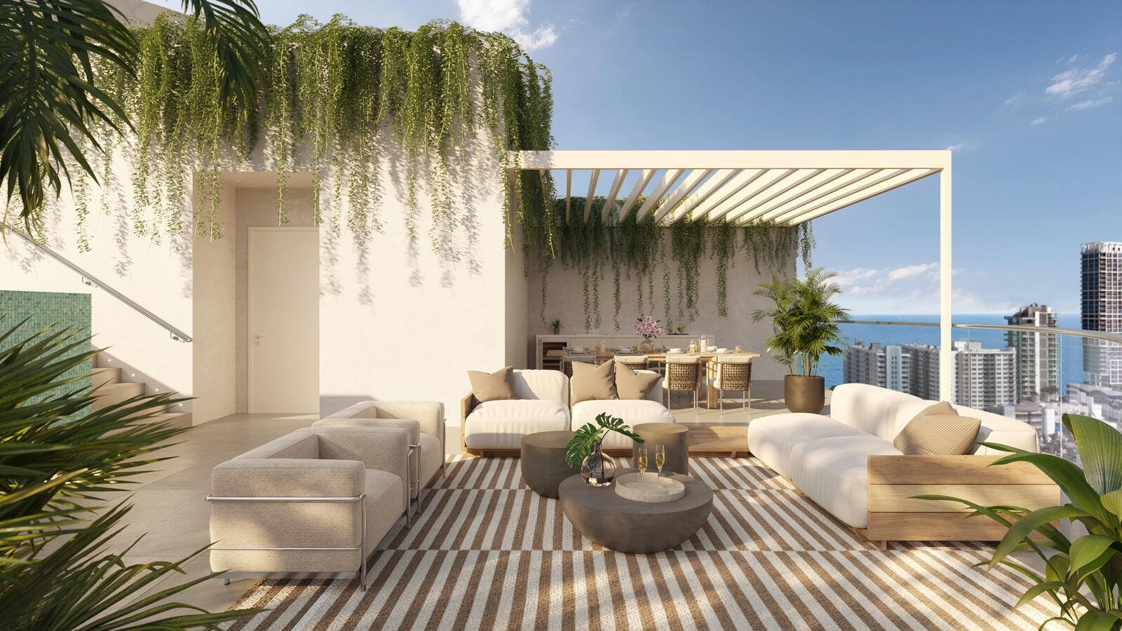 Salón en la azotea de Penthouse